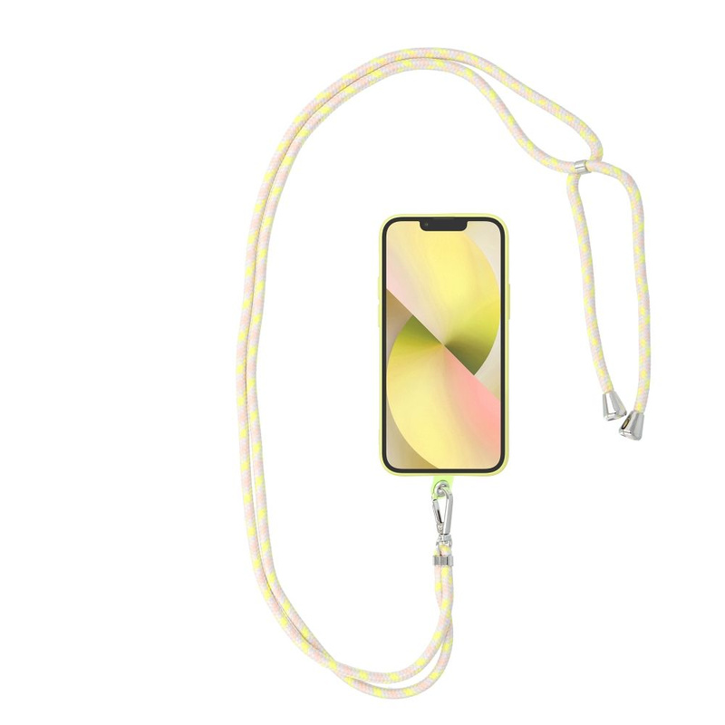 Zawieszka SWING do telefonu z regulacją długości / długość sznura 165cm (max 82,5cm w pętli) / na ramię lub szyję - szarożółty