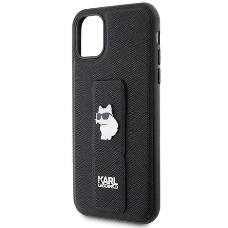 Karl Lagerfeld nakładka do iPhone 11 KLHCN61GSACHPK HC GRIPSTAND SAFFIANO CHOUPETTE PINS czarna