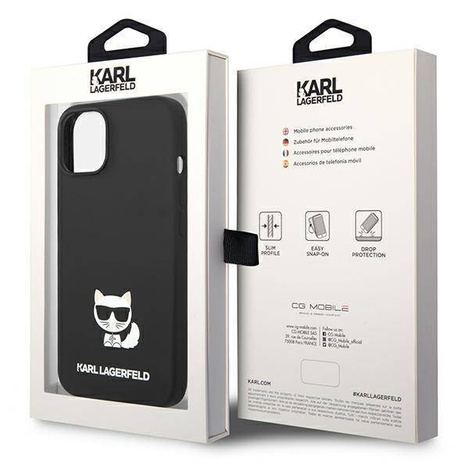 Oryginalne Etui IPHONE 14 PLUS Karl Lagerfeld Hardcase Silicone Choupette Body (KLHCP14MSLCTBK) czarne