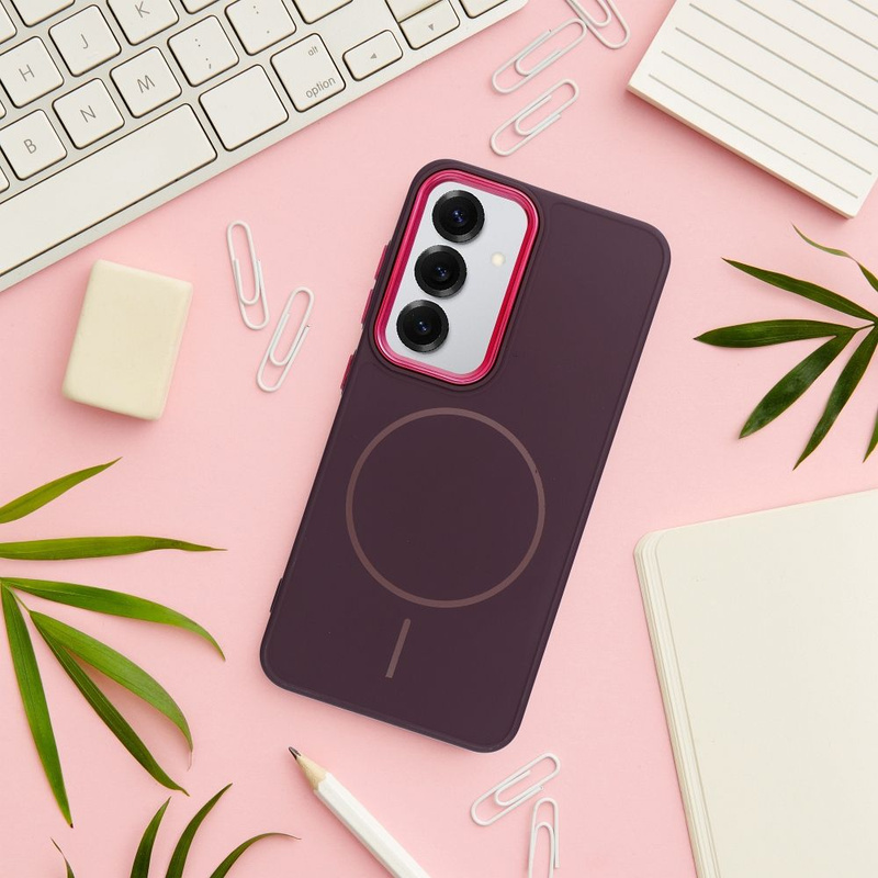 Futerał FRAME MAG COVER kompatybilny z MagSafe do SAMSUNG S25 FE fioletowy