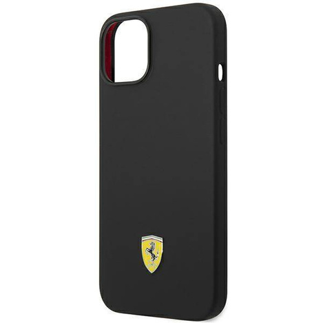Original Handyhülle IPHONE 14 Ferrari Hardcase Silicone Metal Logo schwarz