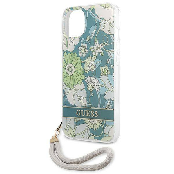 Schutzhülle IPHONE 13 MINI Guess Hardcase Flower Strap (GUHCP13SHFLSN) grün
