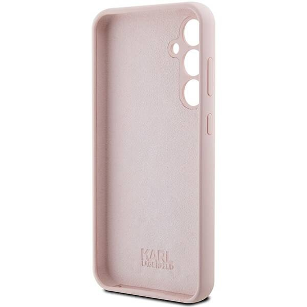 Karl Lagerfeld Choupette Metal Pin-Hülle aus Silikon für Samsung Galaxy S23 FE – Rosa