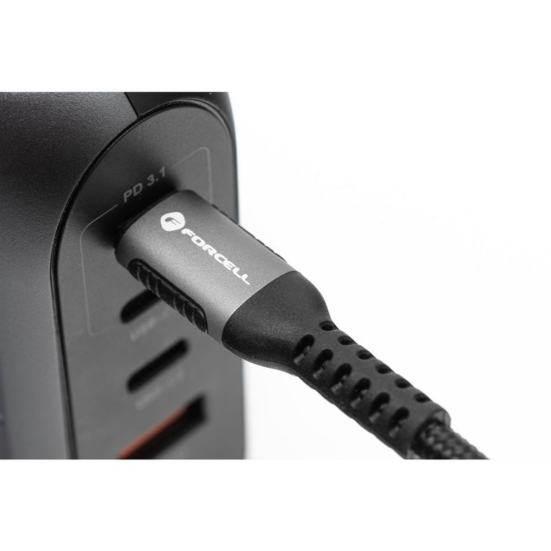 Kabel USB C do USB C Forcell F-Energy QC4.0 PD 5A 100W Cafule 0,25 m C260 czarny
