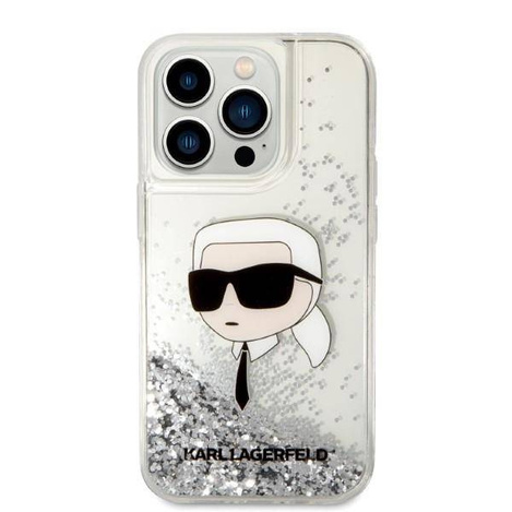 Karl Lagerfeld Liquid Glitter NFT Karl's Head - Etui iPhone 14 Pro Max (srebrny)