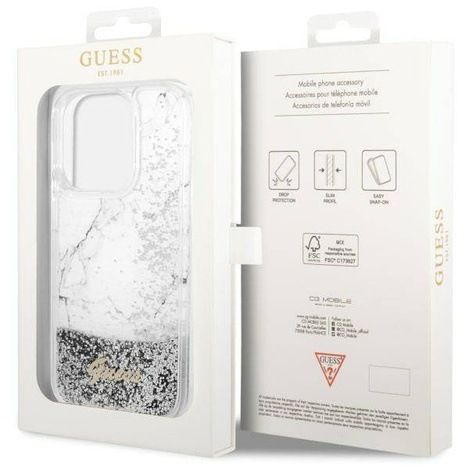 Guess GUHCP14LLCSGSGH iPhone 14 Pro 6,1" weiß/weißes Hardcase Liquid Glitter Marble