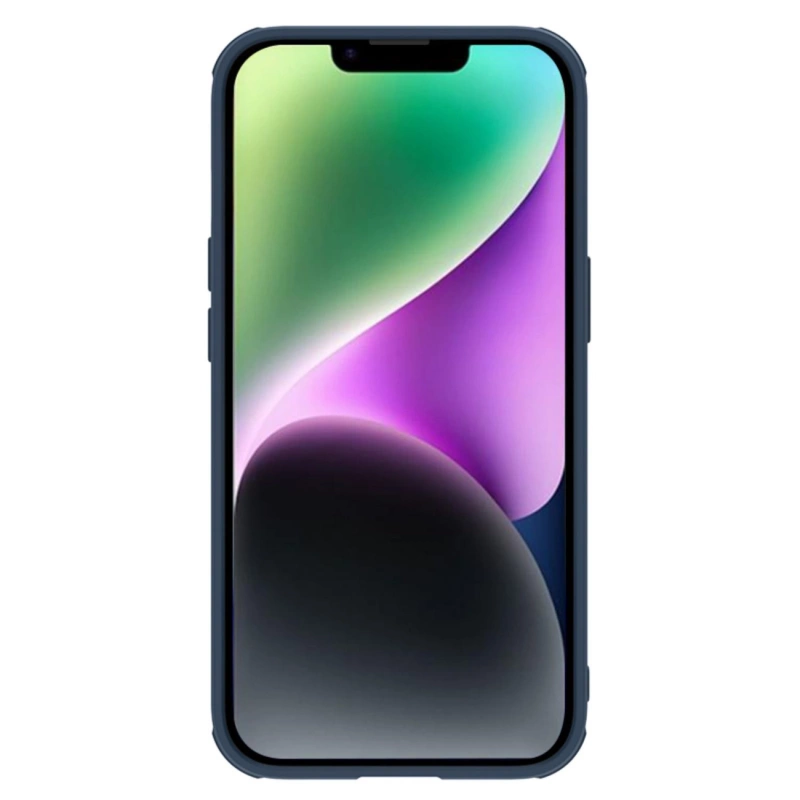 Nillkin Textured S Case für iPhone 14 Plus, gepanzerte Hülle mit Kameraabdeckung, blau