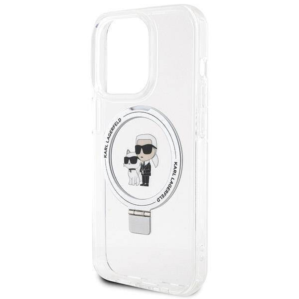 Oryginalne Etui IPHONE 13 PRO Karl Lagerfeld Hardcase Ring Stand Karl&Choupettte MagSafe (KLHMP13XHMRSKCH) białe