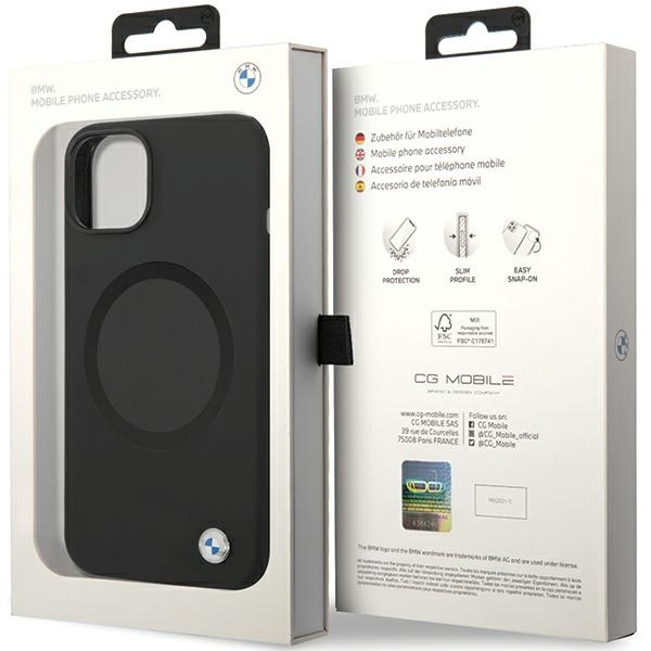 Original Handyhülle IPHONE 14 BMW Signature Liquid Silicone MagSafe (BMHMP14SSILBK2) schwarz