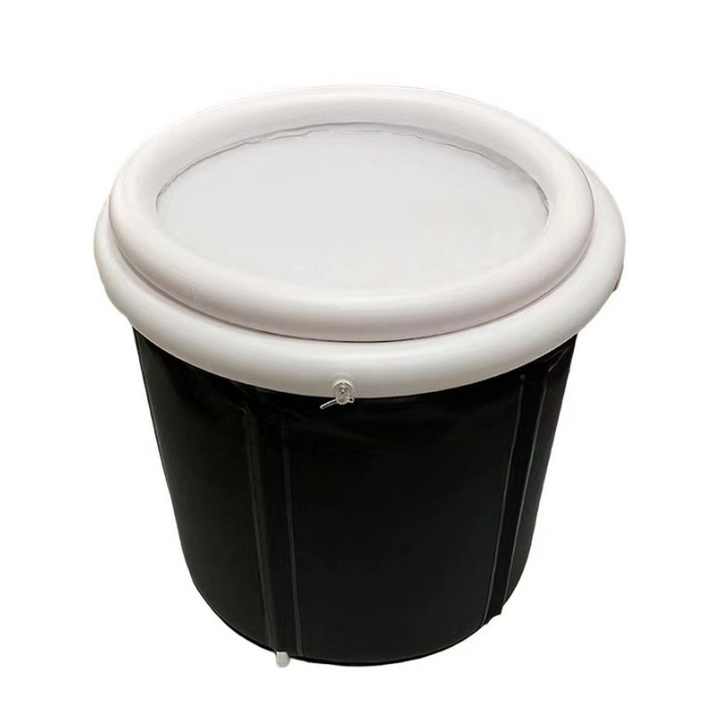 Składana przenośna dmuchana wanna balia do kąpieli 75 x 75 cm czarna