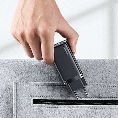 USAMS Ład. siec. 1xUSB-C+1xUSB T47 65W PD Fast Charging Super Si czarny/black CC153TC01 (US-CC153)