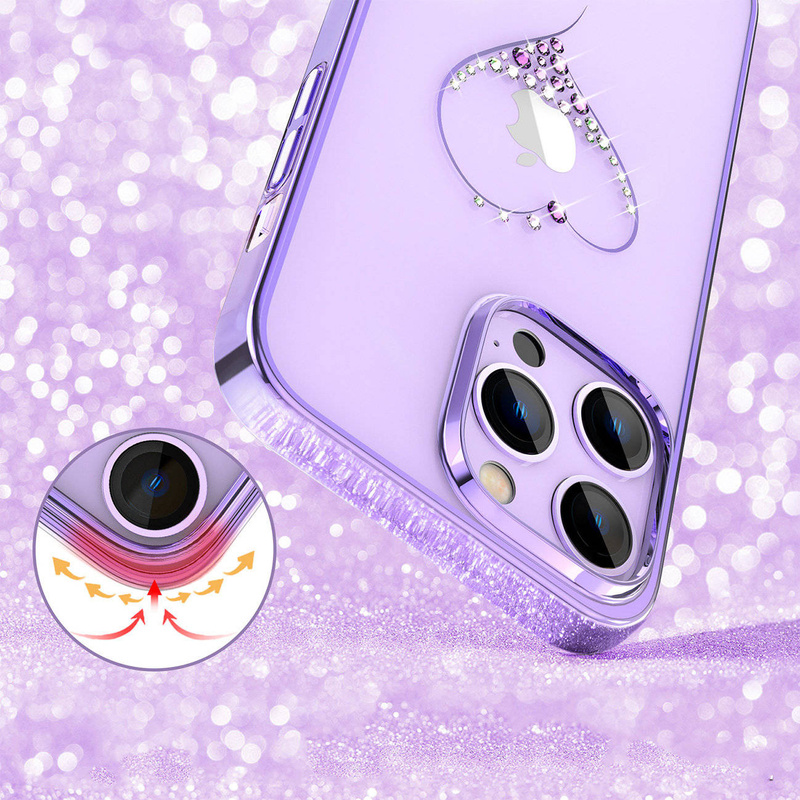 Kingxbar Wish Series case for iPhone 14 Plus decorated with crystals purple