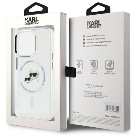 Etui Karl Lagerfeld IML Metal Karl&Choupette Head MagSafe na iPhone 15 Pro - białe