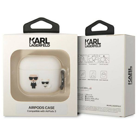 Original Handyhülle APPLE AIRPODS 3 Karl Lagerfeld Silicone Karl & Choupette (KLACA3SILKCW) weiß