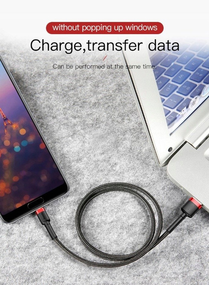 Baseus Cafule Cable - Kabel do ładowania i transmisji danych USB do USB-C 3 A, 1 m (czerwony/czarny)
