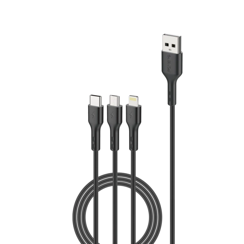 FONENG kabel X36 3w1 3A 1.2M Czarny