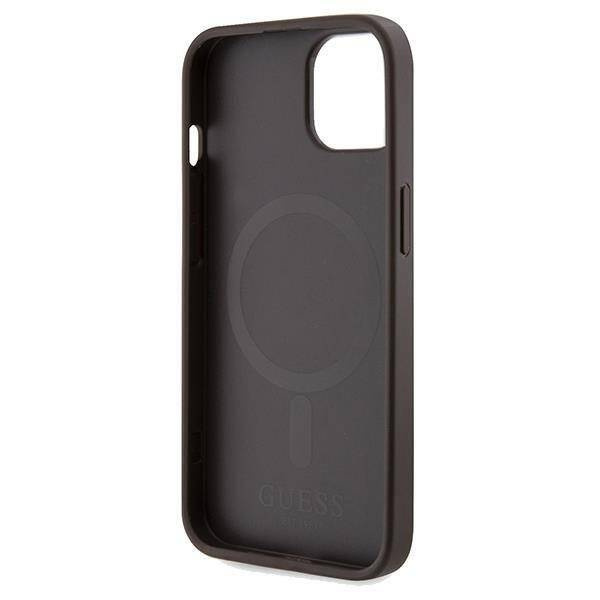 Guess nakładka do iPhone 15 6,1&quot; GUHMP15SP4RPSW HC MAGSAFE 4G PRINTED STRIPES brązowa