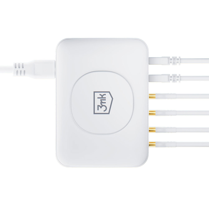 Ładowarka biurkowa 3mk Hyper Charger PowerMax 100W bezprzewodowa 4x USB-C 2x USB-A - biała