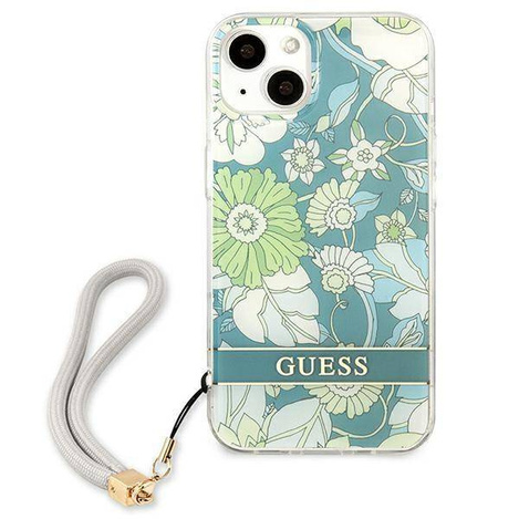 Schutzhülle IPHONE 13 MINI Guess Hardcase Flower Strap (GUHCP13SHFLSN) grün