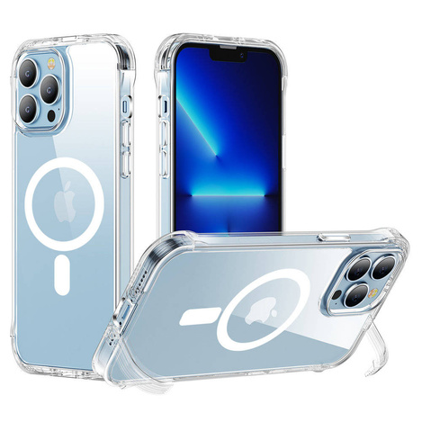 Joyroom Magnetic Defender Magnetische Hülle für iPhone 14 Pro Gepanzerte Hülle mit Hakenständer Klar (MagSafe-kompatibel)