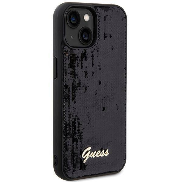 Guess nakładka do iPhone 14 6,1&quot; GUHCP14SPSFDGSK HC SEQUIN SCRIPT METAL czarna