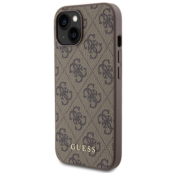Guess 4G Metal Gold Logo Hülle für iPhone 15 – braun