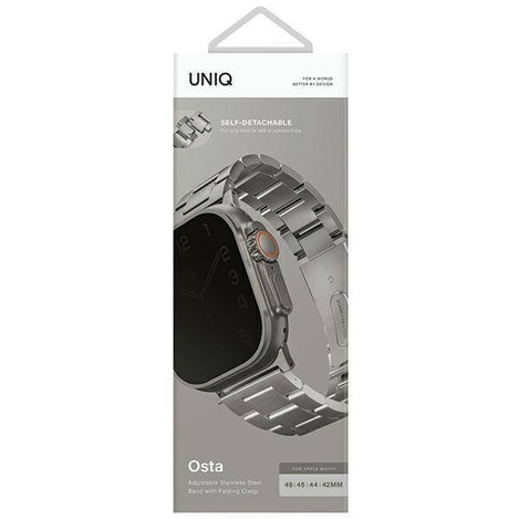 Strap for APPLE WATCH 4 / 5 / 6 / 7 / 8 / SE / ULTRA (42 / 44 / 45 / 49 MM) UNIQ Osta Stainless Steel silver