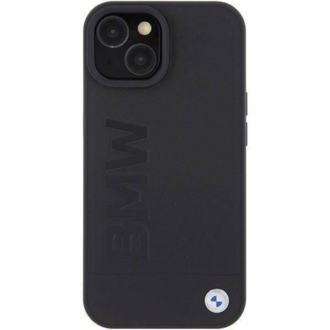 BMW Leder Hot Stamp Hülle für iPhone 15 – Schwarz