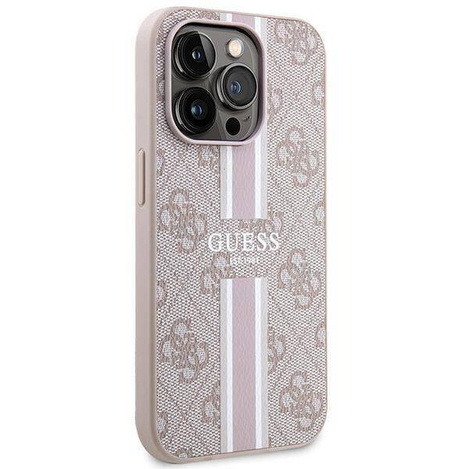 Guess nakładka do iPhone 15 Pro Max 6,7&quot; GUHMP15LP4RPSP HC MAGSAFE 4G PRINTED STRIPES różowa