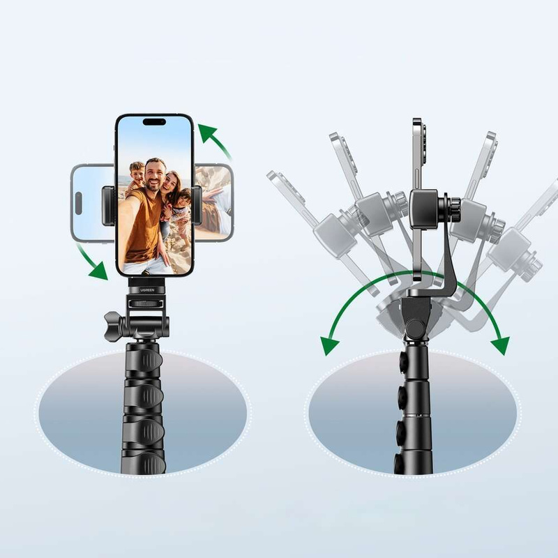 Selfie stick Ugreen LP680 ze stojakiem i pilotem Bluetooth 1.8m - czarny