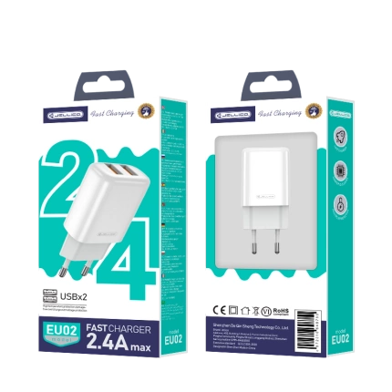 JELLICO ładowarka sieciowa EU02 2.4A 12W 2xUSB Biały