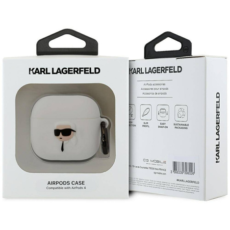 KARL LAGERFELD futerał do APPLE AirPods 4 KLA4RUNIKH (3D SIL NFT K) biały