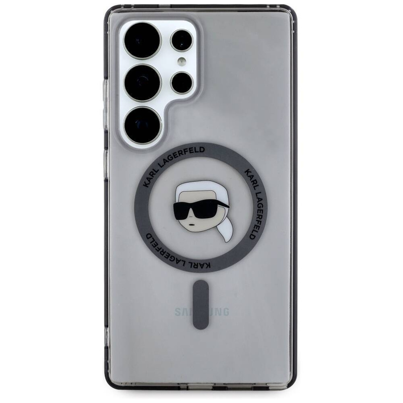 Etui Karl Lagerfeld Button Karl Head Printed Logo MagSafe Samsung Galaxy S25 Ultra czarny
