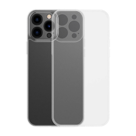 Baseus Frosted Glass Case etui pokrowiec do iPhone 13 Pro Max sztywna obudowa z żelową ramką przezroczysty (ARWS000802)