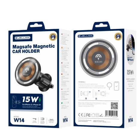 JELLICO uchwyt samochodowy MagSafe z ładowaniem bezprzewodowym W14 15W Czarny