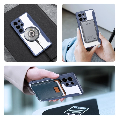 Etui Dux Ducis Skin X Pro na Samsung Galaxy S25 Ultra z MagSafe i portfelem - niebieskie