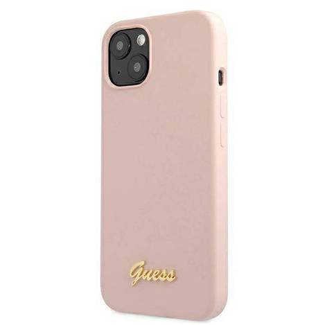 Guess GUHMP13MLSLMGLP iPhone 13 6.1 &quot;Hellrosa / Hellrosa Hardcase Silikonschrift Gold Logo Magsafe