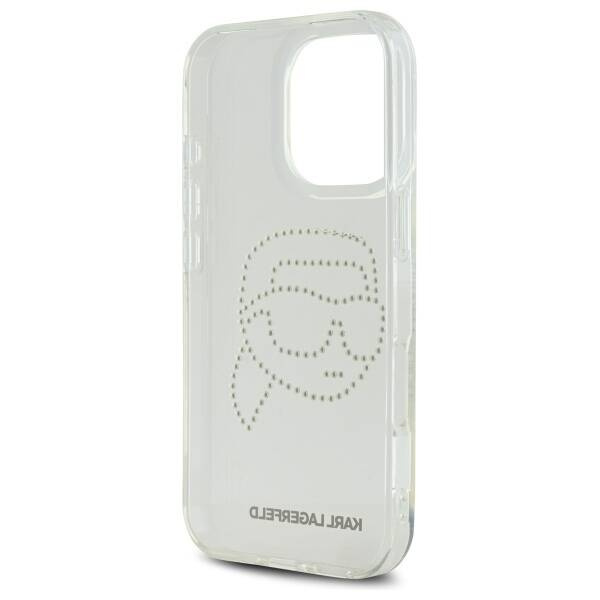 Original Case IPHONE 16 PRO MAX Karl Lagerfeld Hardcase IML Rhinestones Karl Head (KLHCP16XHKHDCELT) transparent