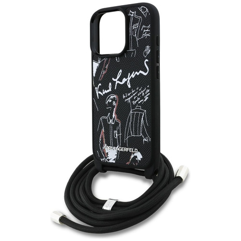 KARL LAGERFELD futerał do IPHONE 16 PRO MAX KLHCP16XPGGRMPCK kompatybilny z MagSafe (CRSSBY Grained PU W/ Pattern & Logo) czarny