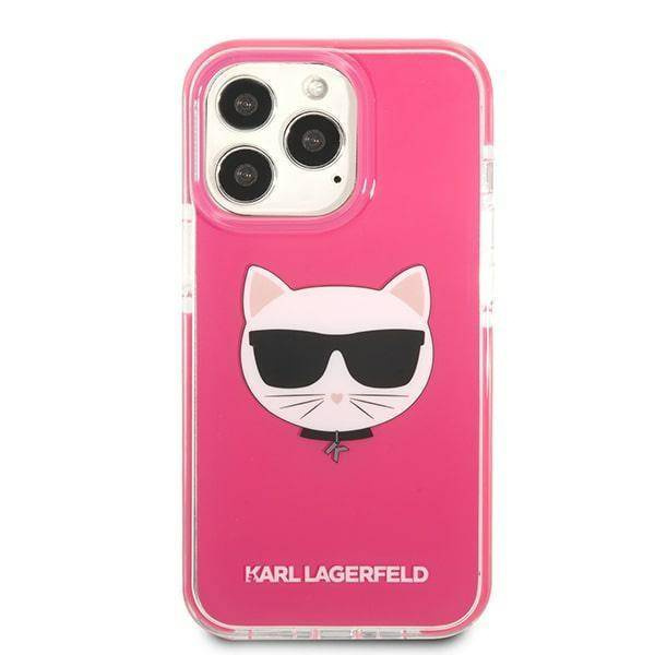 Original Handyhülle IPHONE 13 PRO MAX Karl Lagerfeld Hardcase Choupette Head (KLHCP13XTPECPI) rosa