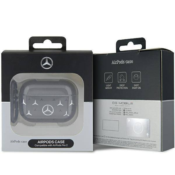 Original Handyhülle APPLE AIRPODS PRO 2 Mercedes Cover Large Star Pattern (MEAP28DPMGS) schwarz