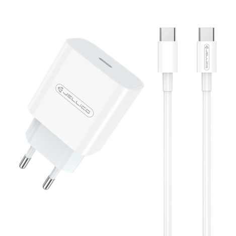 JELLICO Netz-Ladegerät AK180 PD 20W 1xUSB-C + Kabel USB-C - USB-C weiss