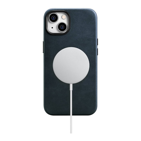 iCarer Oil Wax Premium Leather Case iPhone 14 Magnetic Leather Case with MagSafe dark blue (WMI14220701-BU)