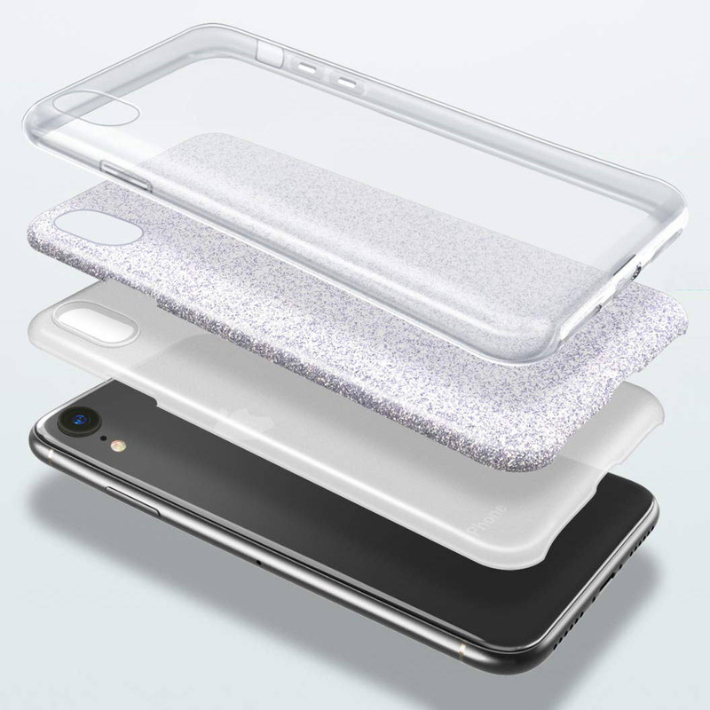 Nakładka Glitter 3w1 do Motorola Moto E22 / E22i srebrna