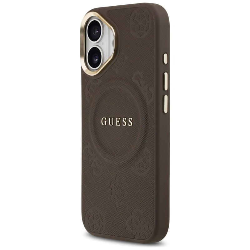 GUESS futerał do IPHONE 17 kompatybilny z MagSafe GUHMP17SPSAMSECW (PU W/ Peony Hot Stamp) brązowy