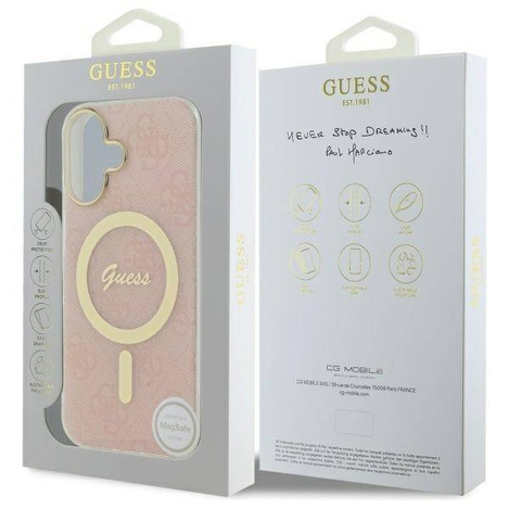Original Case IPHONE 16 PLUS Guess Hardcase IML 4G MagSafe (GUHMP16MH4STP) pink