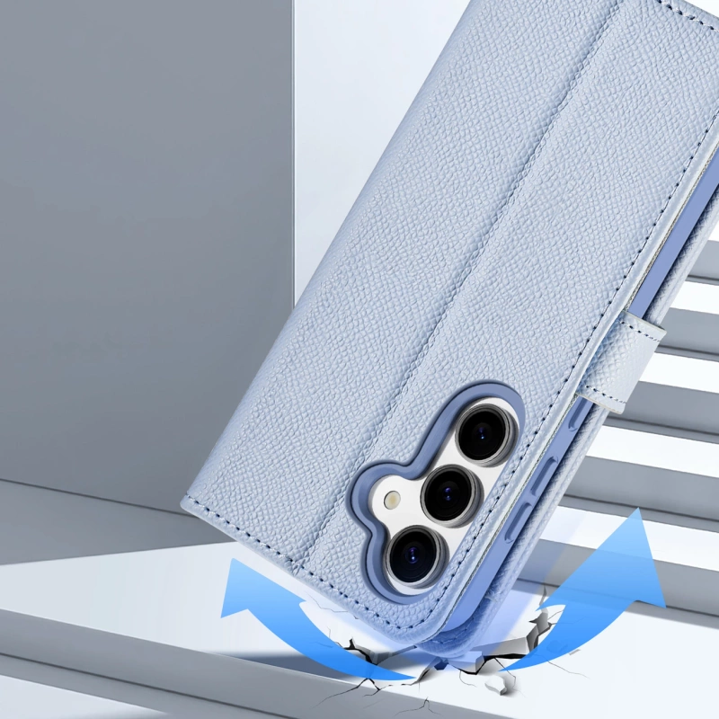 Dux Ducis Lawa Lederhülle für Samsung Galaxy S25 mit abnehmbarer magnetischer Brieftasche – Blau