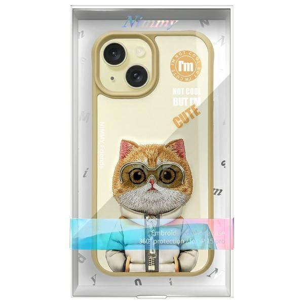 Nimmy etui iPhone 15 6.1" khaki           Cool&Cute 2.0 Cat