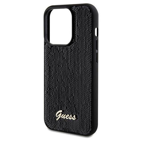 Guess nakładka do iPhone 14 Pro 6,1" GUHCP14LPSFDGSK HC SEQUIN SCRIPT METAL czarna