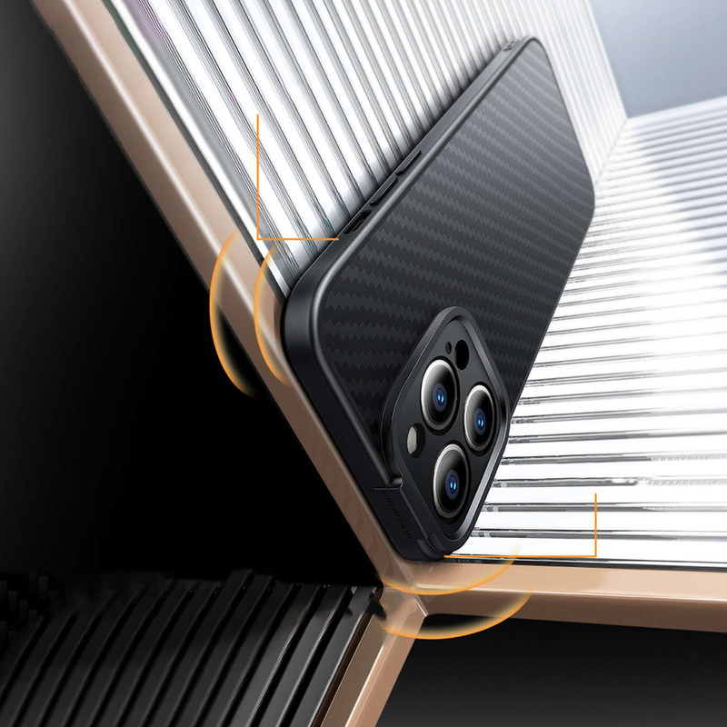 Armored case for iPhone 14 Pro compatible with MagSafe Baseus Synthetic Fiber tempered glass - black